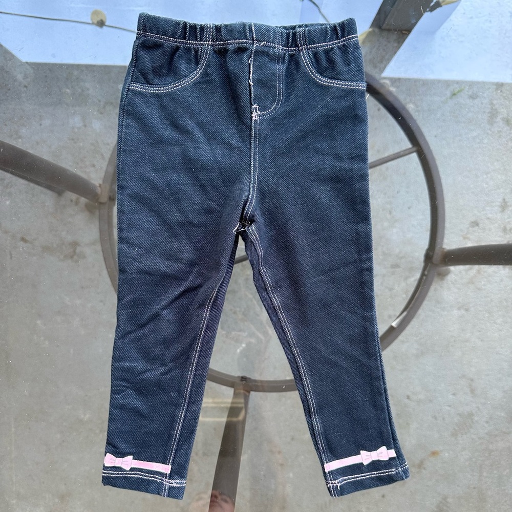 Kids Headquarters Pink Ankle Bow Jeggings in Black - Size 24 Months